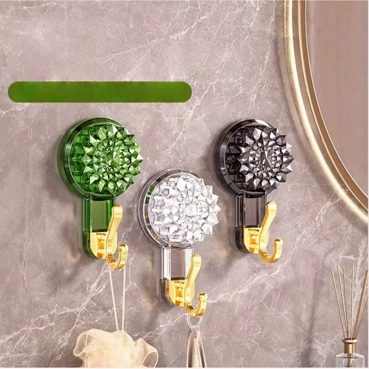 INF Crochets Ventouse Sans Perçage 2 Pièces - Crochets ABS à Verrouillage Rotatif pour Porte, Salle de Bain et Cuisine, Gris