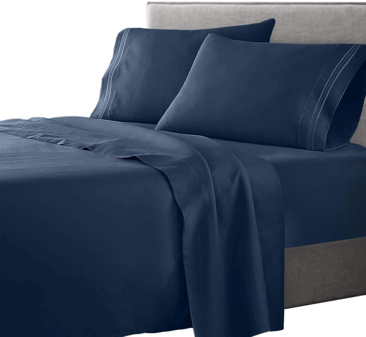 4-delige Marineblauwe Tweepersoons Bedlaken Set