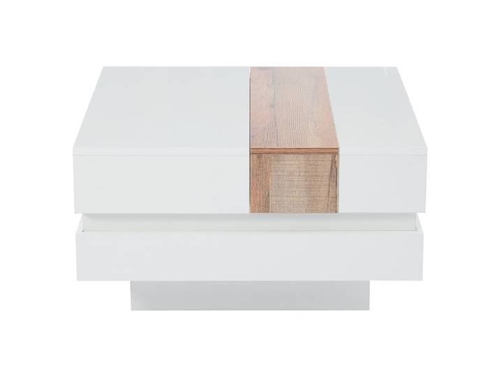 Table basse blanche modulable avec plateaux coulissants