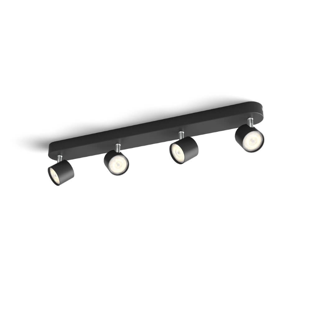 Philips Star 4-lichts led plafondspot - Zwart/Chroom