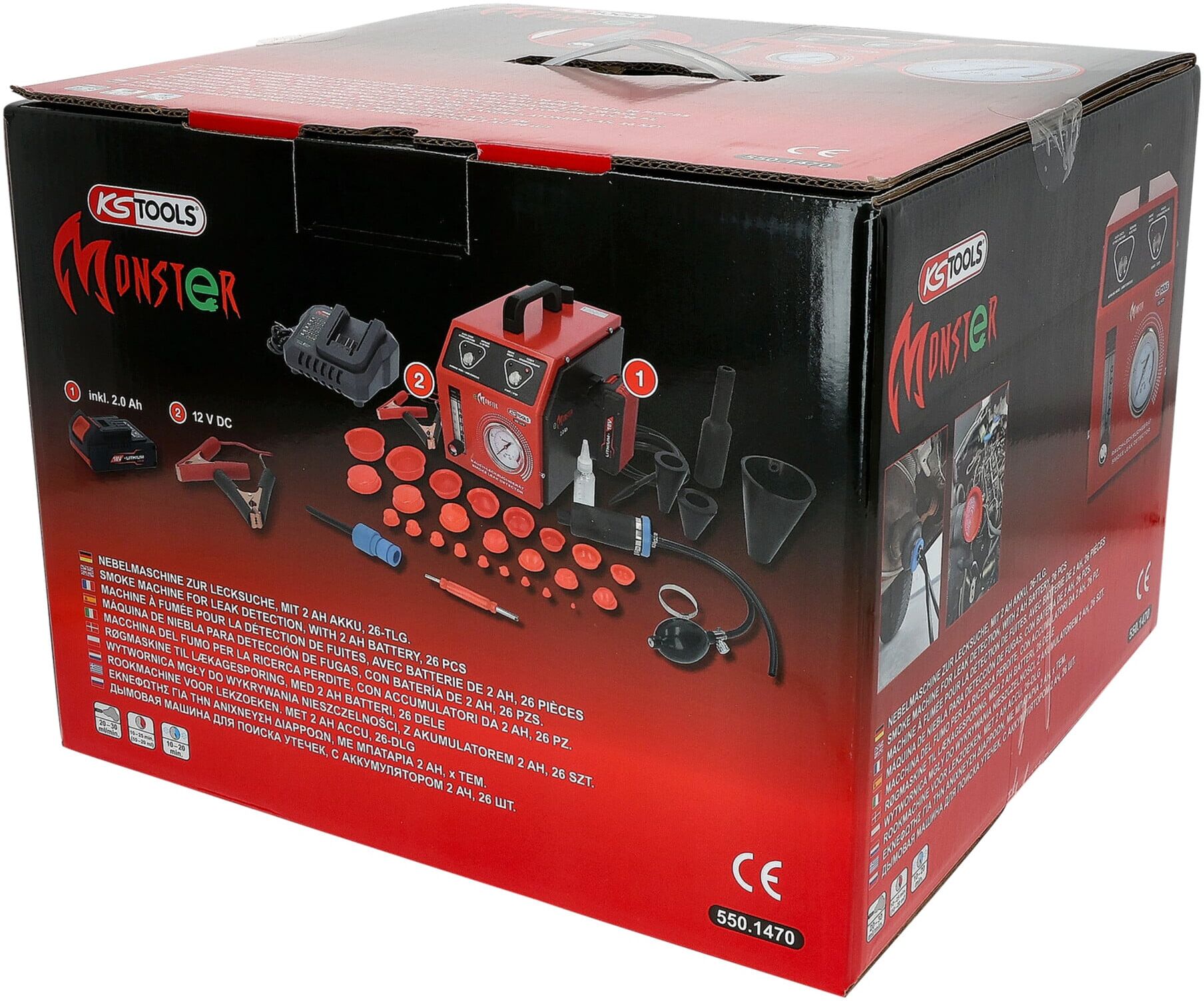 KS Tools Nebelmaschine zur Lecksuche, mit 2 Ah Akku, 36-tlg (550.1470)