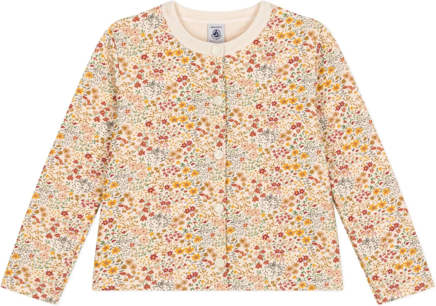 Petit Bateau Cardigan Tubique Fleuri Beige 12 ans