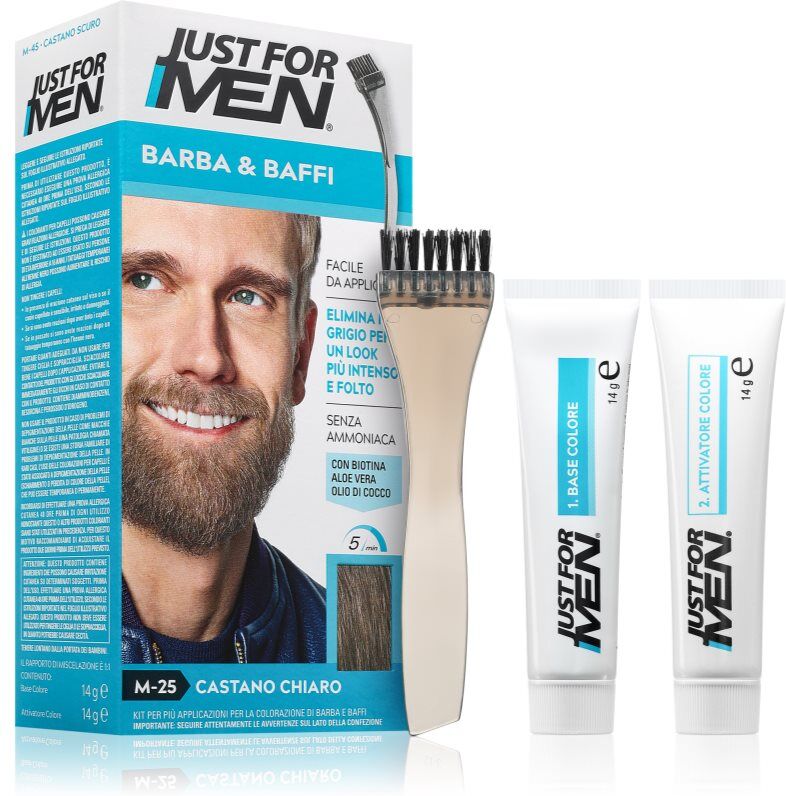 Just for Men Men Moustache & Beard coloration pour barbe pour masquer les cheveux gris teinte M-25 Light Grey 1 pcs