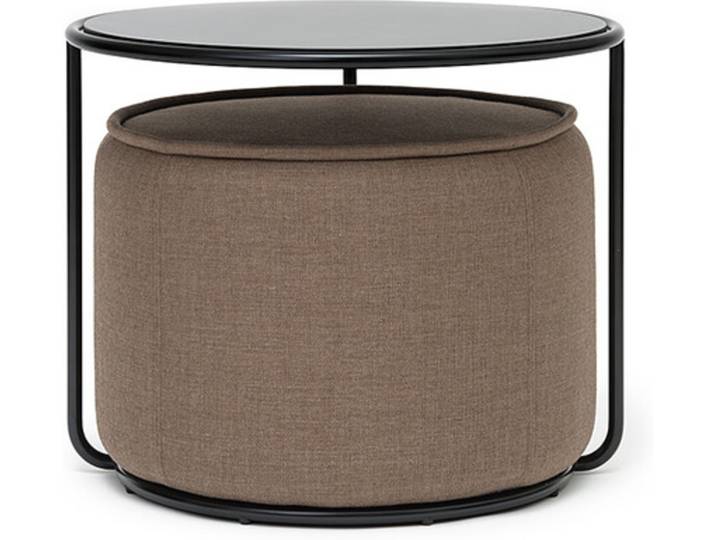 Softline Beistelltisch mit Hocker Tom Tisch schwarz, Designer Sascha Sartory, 37 cm