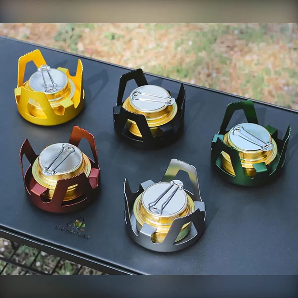 INF Tragbarer Outdoor-Alkoholkocher - Messing-Alkoholbrenner kompatibel mit Aluminiumlegierungs-Ständer, einstellbare 360° Gold
