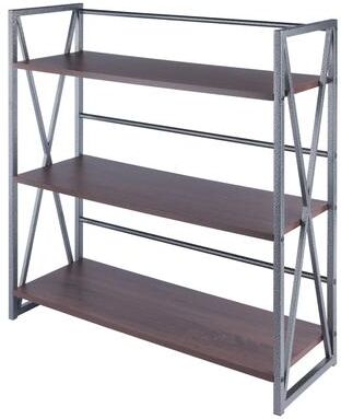 Winsome Wood Isa 3-Tier Shelf, Graphite and Walnut