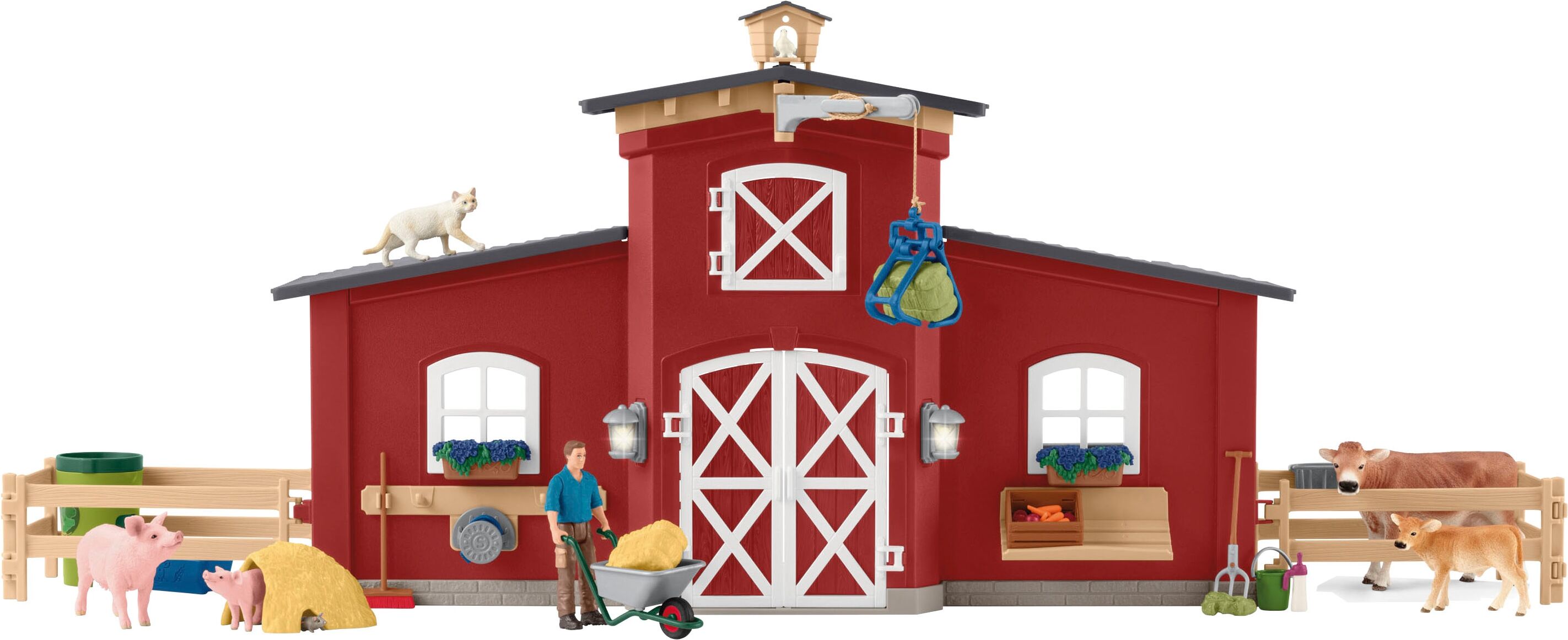 Spielwelt SCHLEICH "FARM WORLD, Große Farm rot (42606)", bunt, Spielfigurenwelten, KinderB:49cm H:29cm T:16cm, Kunststoff, Spielwelt, Made in Europe, B:49cm H:29cm T:16cm