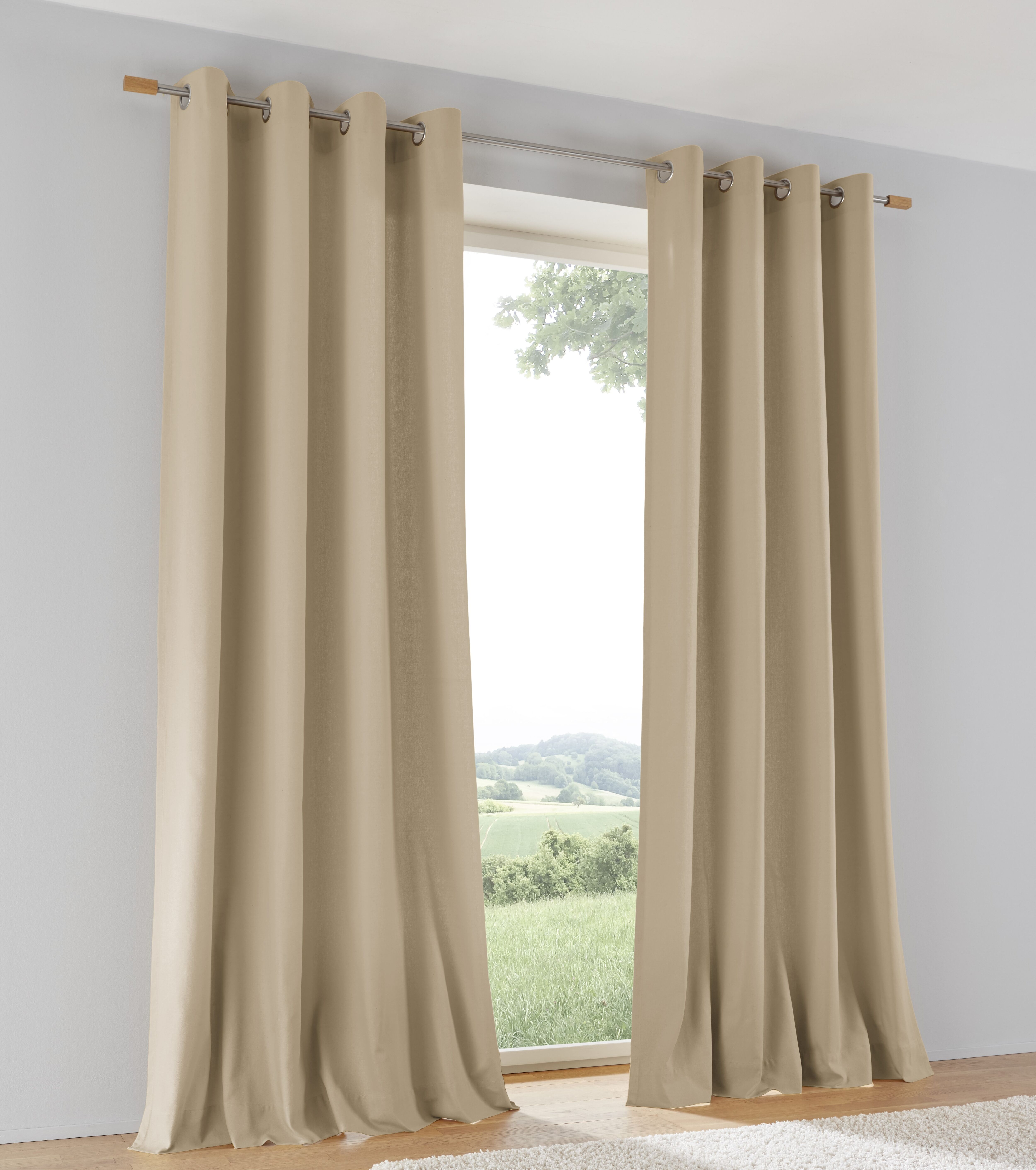 Vorhang KUTTI "Vorhang Duck", beige (natur), B:140cm H:175cm, Baumwolle, Gardinen, Vorhang, natürlicher Look, einfarbig, reine Baumwolle, blickdicht natur 175cm, Ösen, 140cm