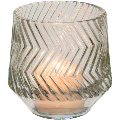 Windlicht CREATIV HOME "Kerzenhalter Relief", transparent, H:8cm Ø:8cm, Glas, Kerzenhalter, Windlicht, Teelichthalter aus Glas, mit geschliffener Oberfläche