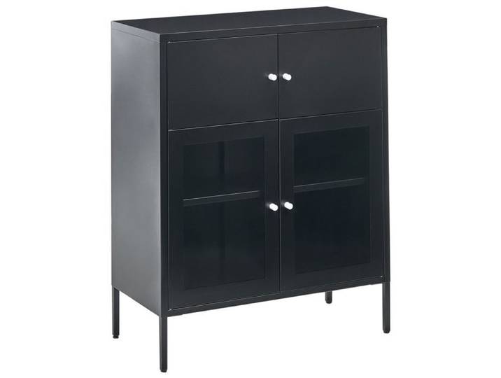Buffet avec vitrine en verre ESHOLT Métal 80 cm Noir