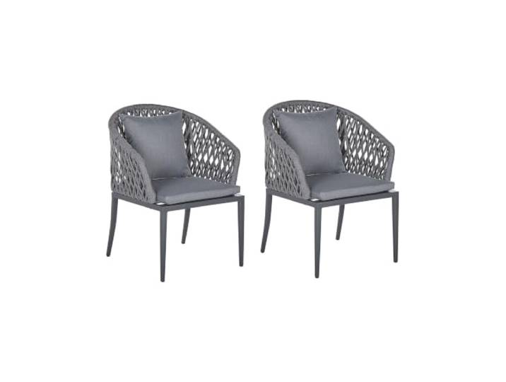 Gartenstuhl 2er Set Aluminium grau Flechtseil mit Auflagen Modern Lipari