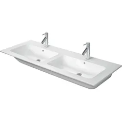 Duravit ME by Starck Möbel-Doppelwaschtisch, mit Überlauf, ohne Hahnlöcher, 1300mm, 233613AA60, Farbe: Weiß Hochglanz mit DuraShield