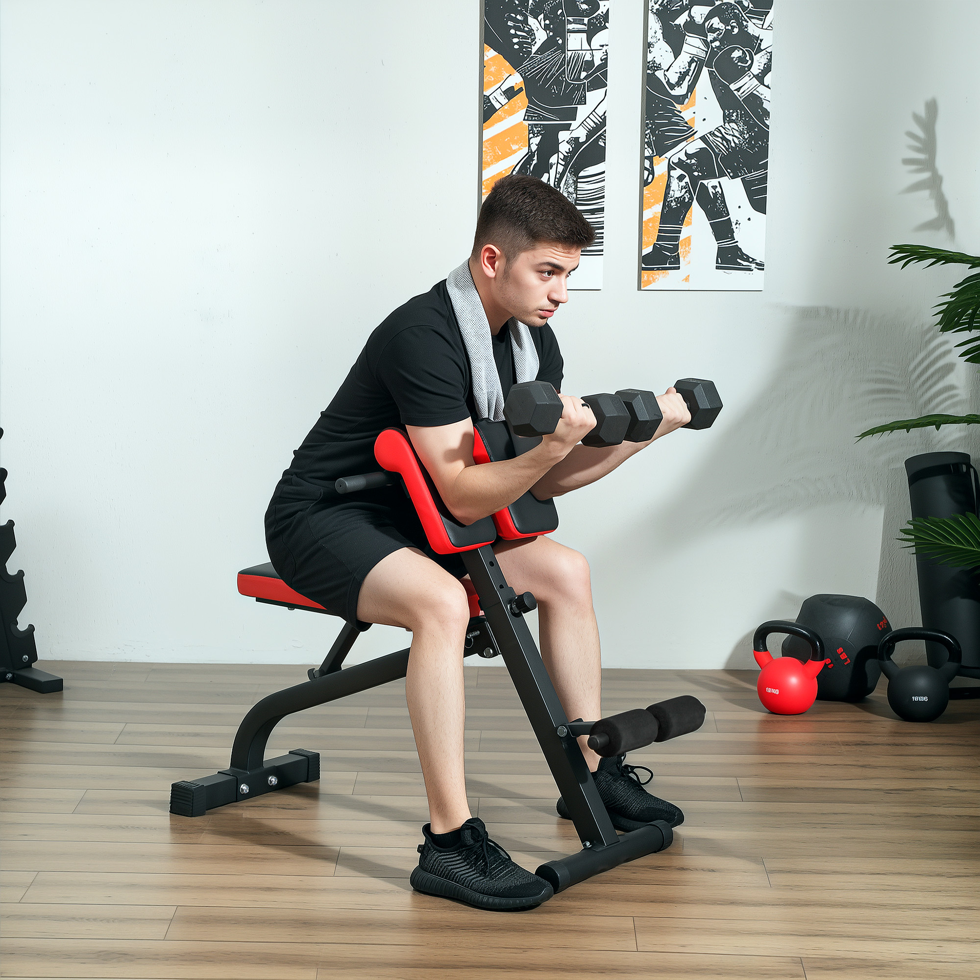 Sportnow Panca per gli esercizi pieghevole panca multifunzione per allenamento cuscino regolabile 8 posizioni 103 x 65 x 67-98 cm nero