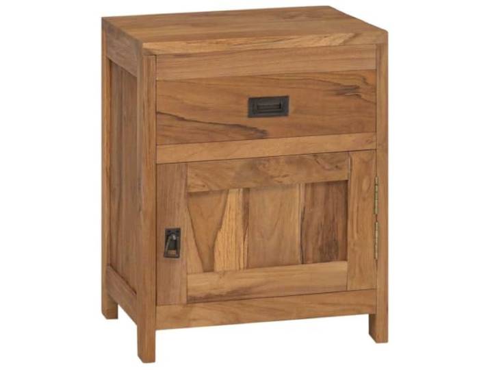 LKJephalotrop Nachttisch Teak Massivholz Beistelltisch 40x30x50 cm Rustikale Nachtkonsole aus Echtholz für Ihr Schlafzimmer, mit 1 Schublade und Schrankfach für geordnete Aufbewahrung.