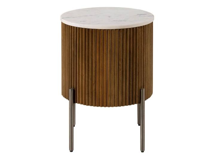 Beistelltisch rund Mango 40x40x52 braun lackiert / Marmor weiß BARCELONA #230