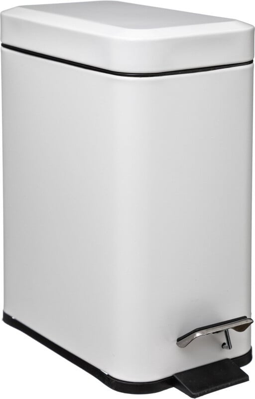 5five Rechthoekige metalen pedaalemmer - Wit, 5 L