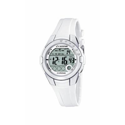 Chronograph CALYPSO WATCHES "Digital Crush", weiß, Armbanduhren, Damen, Chronograph, Armbanduhr, Quarzuhr, Damenuhr, digital, Datum, Stoppfunktion