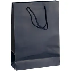 10 Geschenktasche, glänzend dunkelblau | 26 x 36 x 10 cm, Lackpapier