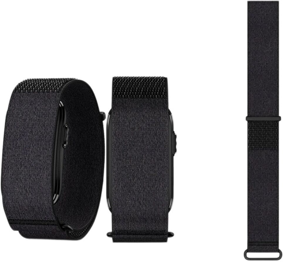 INF Gestricktes Nylon-Ersatzarmband, kompatibel mit Garmin CIRQA Smartband, atmungsaktives Sportdesign L Schwarz