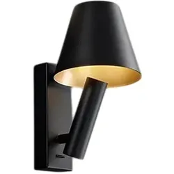 Reverse - 6W LED-Wandleuchte für Schlafzimmer aus Metall, 3000K, 480lm, verstellbar, Licht im Diffusor - Perenz - Schwarz