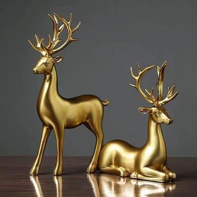 Inspire Select Gold Reindeer Christmas Table Decor Set 2pcs Elegant Elk Statues For Holiday Home & Office Styling 2 Pcs