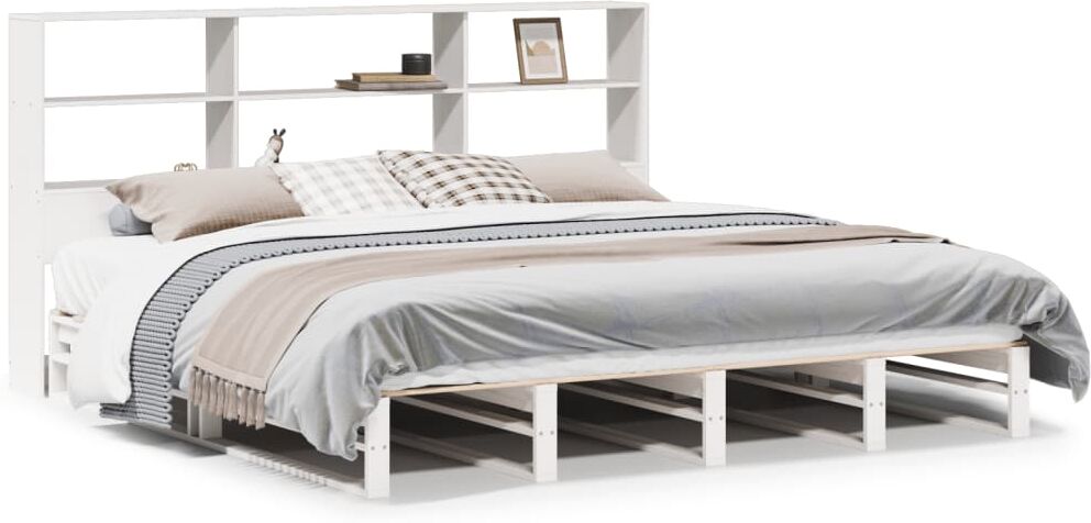 vidaXL Lit bibliothèque sans matelas blanc 180x200 cm bois massif
