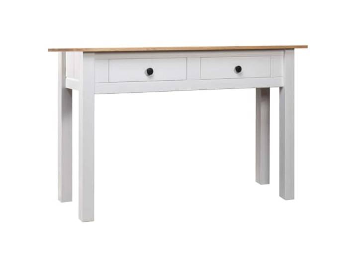 Favemtsl Konsolentisch Massivholz Weiß Natur 110x40x72cm mit 2 Schubladen Schlankes Kiefernholz Sideboard für Flur und Schlafzimmer mit zwei praktischen Fächern und Kippschutz.
