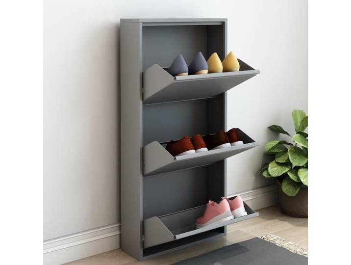 Meuble à chaussures Sokndal à 3 tiroirs inclinables gris - EN.CASA - Contemporain - Design
