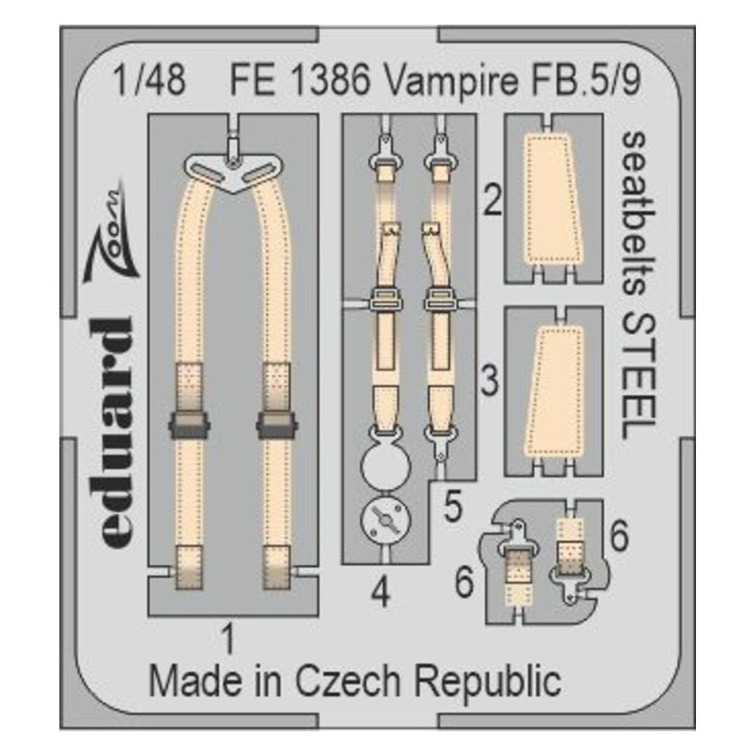 Eduard Vampire FB.5/9 seatbelts STEEL 1/48 AIRFIX (FE1386)