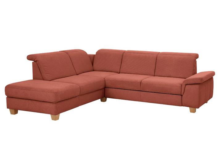 Ecksofa, 256x221 cm, Luxus-Microfaser, Orange, Ottomane Links, Klassisch, Home-affaire