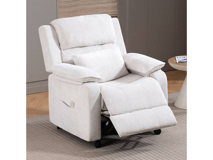 Fauteuil Relax Électrique DYHOME Fauteuil Inclinable Salon Avec Repose-Pieds en Tissu Chenille Beige