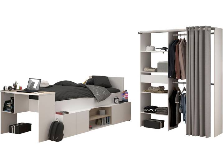 Jugendzimmer-Set PARISOT Parisot Cleo 11 , weiss (weiß), ohne Matratze, B/H: 90cm x 200cm, Schlafzimmermöbel-Sets, Jugendzimmer-Set