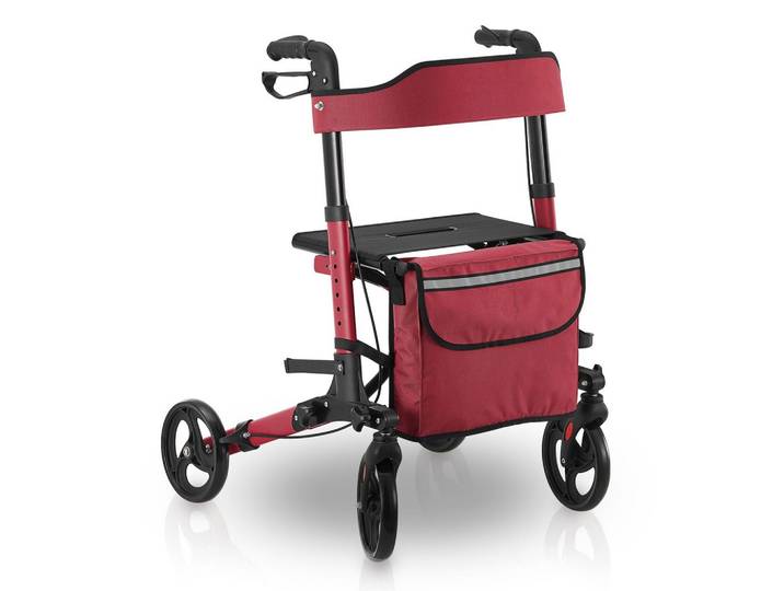 ROLLATOR Vital rot klappbar mit Sitzfläche & Einkaufstasche