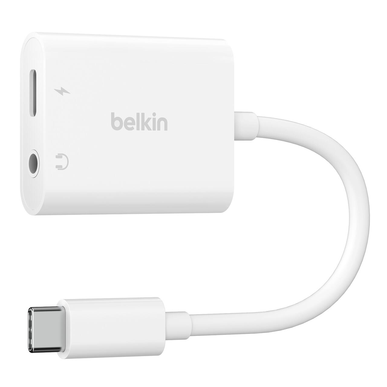 Belkin RockStar™ 3,5-mm-Klinken-Audio- und USB-C-Ladeadapter (60 W) weiß NPA004btWH