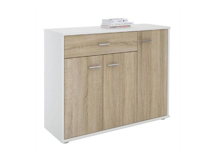 CARO-Möbel Kommode ESTELLE, Sideboard ESTELLE Mehrzweckschrank, 3 Türen und 1 Schublade, 88 cm bre