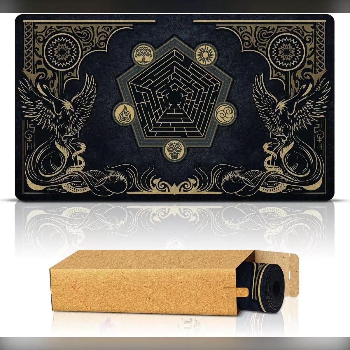 INF Tapis de jeu Gilded Mana pour Yu-Gi-Oh & TCG - 350x600x3mm, Imperméable