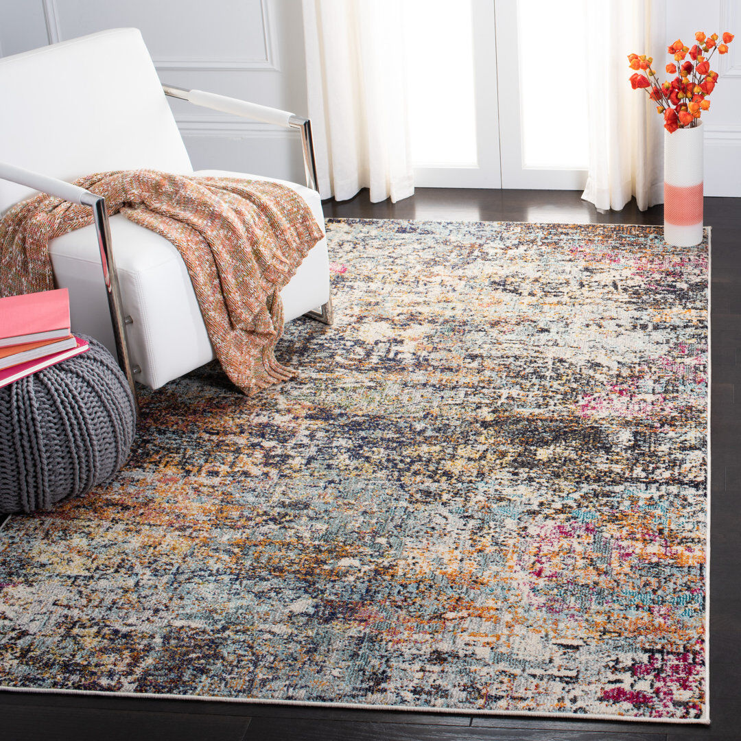 Rio Adelita Abstract Area Rug Black Rectangle 122 x 183 cm