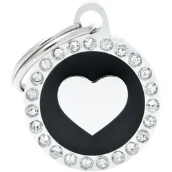 Myfamily MyFa tegn glam, cirkel med hjerte, sort (Hund), Halsband + Leine