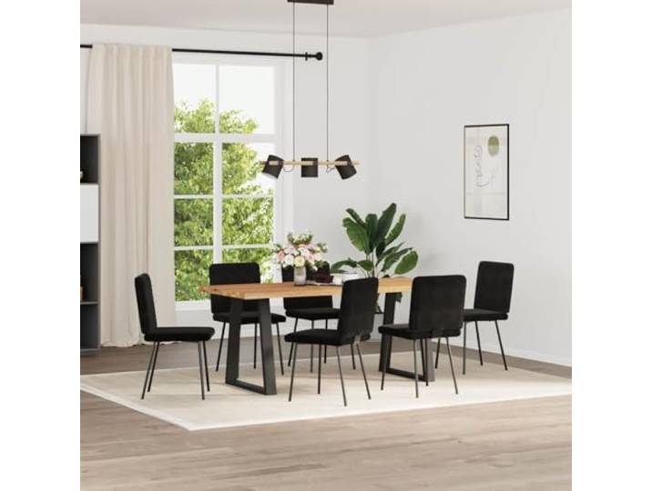 KPOTUERTU Esszimmerstühle Samt Schwarz 6 STK Metall-Holz-Gestell, Dicke Schaumstoffpolsterung, Vielseitig für Wohnzimmer