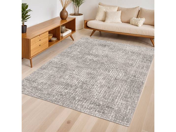 Kurzflorteppich Nila Grau 160 x 230cm recyceltem Polyethylenterephthalat / Polypropyplen