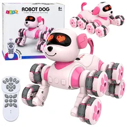 Ferngesteuerter Roboterhund RC 8 Räder Drift 360° Stunts Pink