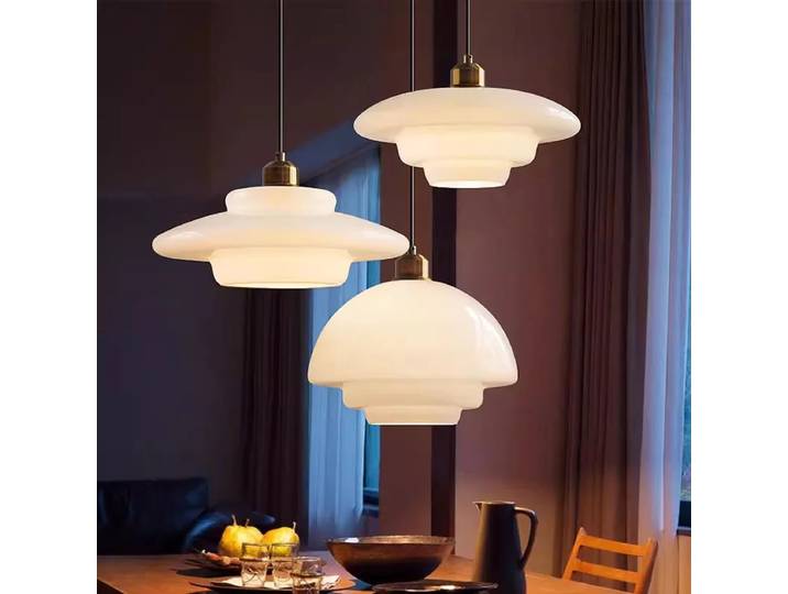 Nordique crème vent lait verre LED E27 Art décoratif pendentif lumières moderne luminaires cuisine île salle à manger chevet