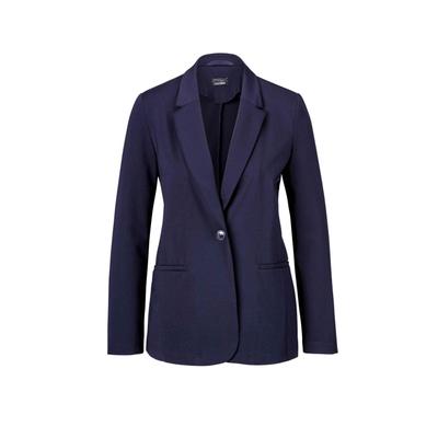 Jackenblazer GOLDNER "Damenblazer mit Reverskragen und Paspeltaschen", Damen, Gr. 44, blau (marine), Obermaterial: 48% Polyamid PA. 40% Viskose CV. 12% Elasthan EL., Gerade, Blazer, mit formgebenden Teilungsnähte