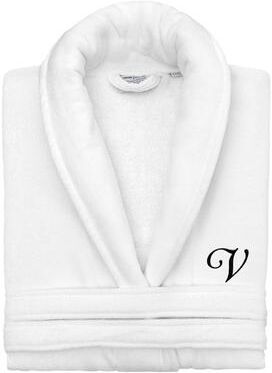 Authentic Hotel and Spa 100% Turkish Cotton Personalized Unisex Anovia Velour Bathrobe - Black Script Font