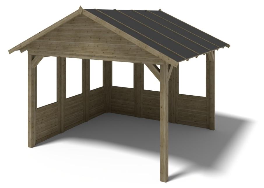Gartenlaube Gartenpavillon 4.04x4.04m mit Paneelen - Imprägniert