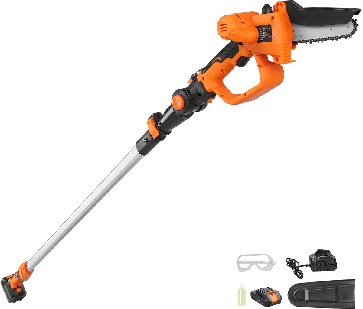 Accukettingzaag 20V - 2-in-1 telescopische en draadloze zaag voor takken en bomen, Oranje