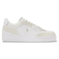 Polo Ralph Lauren für Herren. 809P00810002 Weiße Turnschuhe aus Leder und Wildleder von Open Masters (44), Wohnung, Schnürsenkel, Lässig