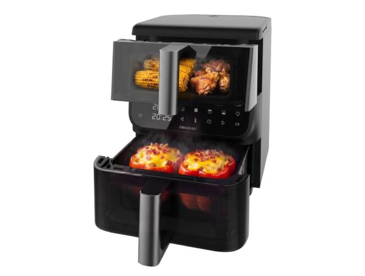 Cecotec Friteuse à Air 10 L - AirFryer - Cecofry DuoLevel 10000 DuoSize Window. 2000 W\, Design Vertical\, Cuves 3\,5 et 6\,5 L\, Fenêtre pour Voir sans Perdre de Chaleur\, Sync\, 10 Menus\, Gain de Place