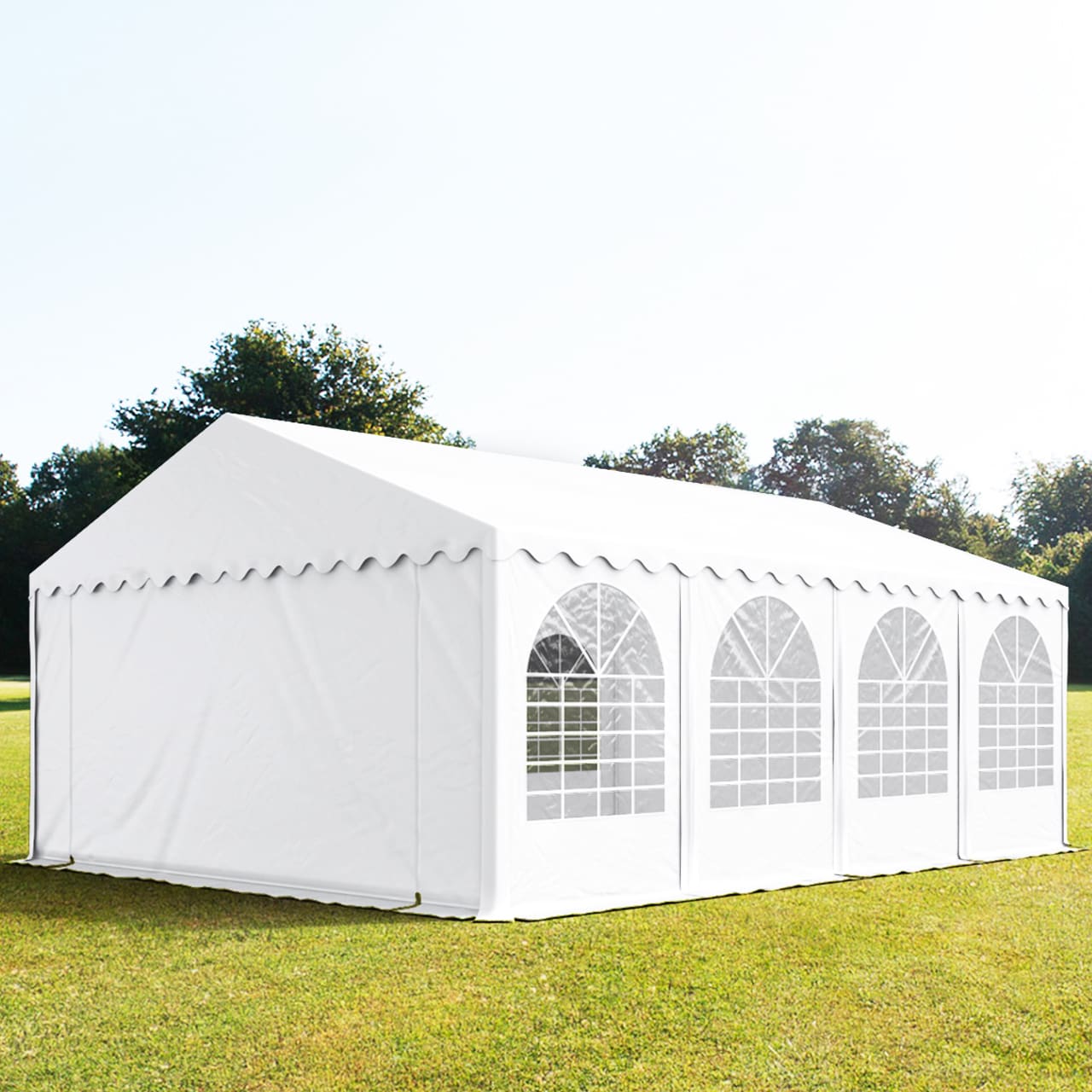 TOOLPORT 5x8m Partyzelt, PVC-Plane, weiß, mit Bodenrahmen - (7918)