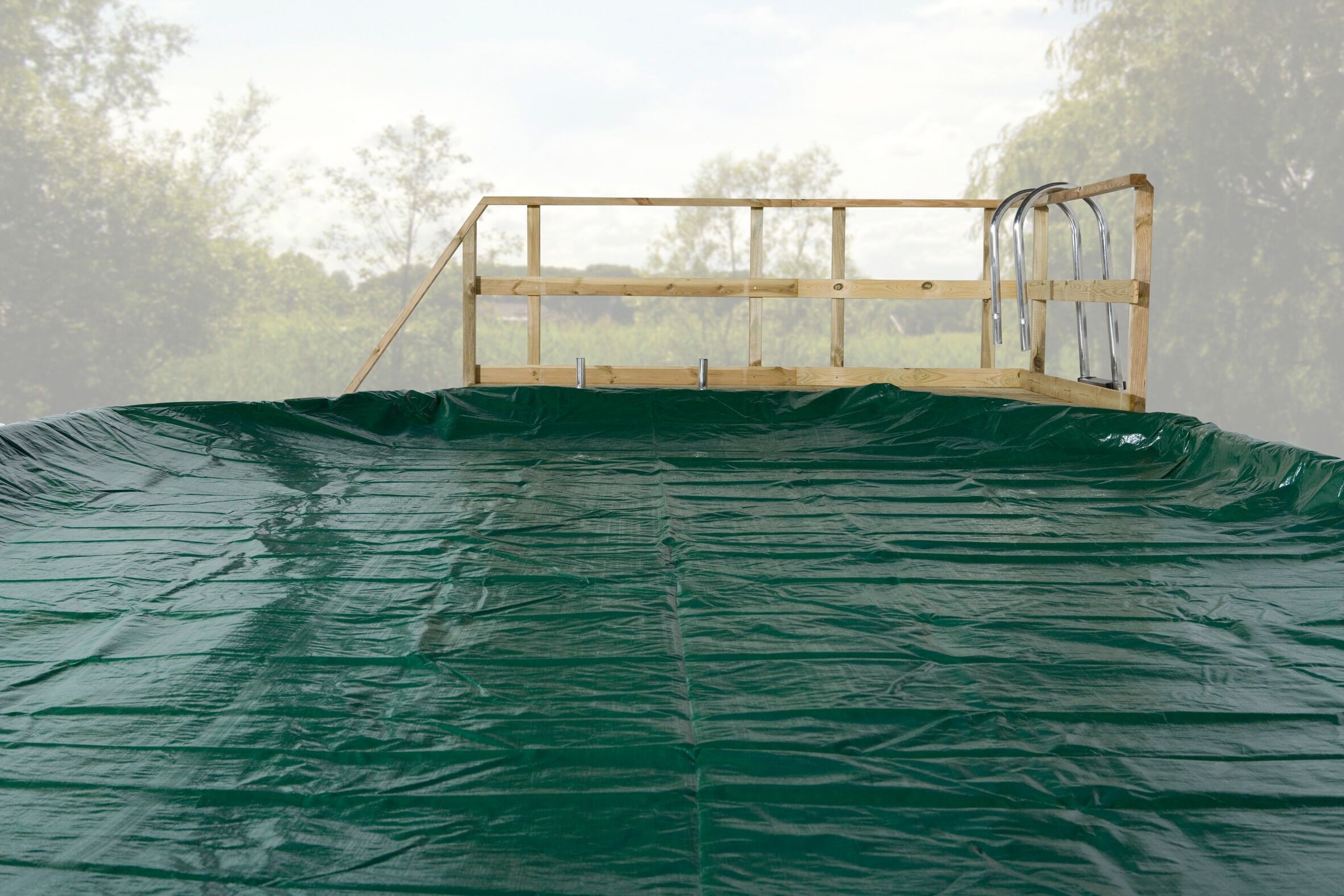 Pool-Abdeckplane WEKA, grün (grün, schwarz), Durchmesser 470cm, Polyethylen (PE), Planen, Pool-Abdeckplane, Durchmesser 470 cm